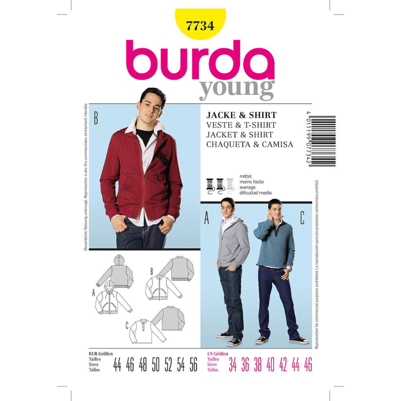 Patron Burda 7734 - Veste, shirt