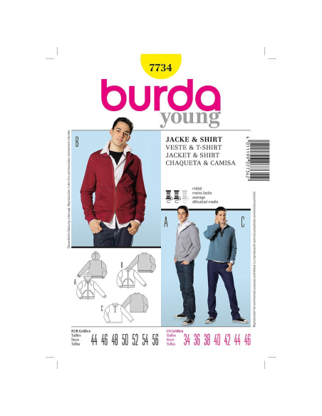 Patron Burda 7734 - Veste, shirt
