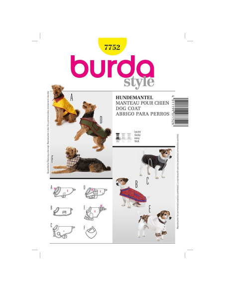 Patron Burda 7752 - Idée Creative Manteau pour chien