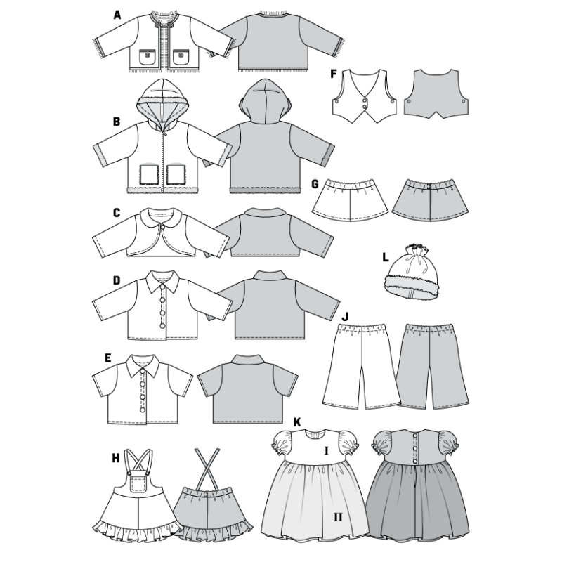 Patron Burda Creative 7753 - Vêtements de poupées