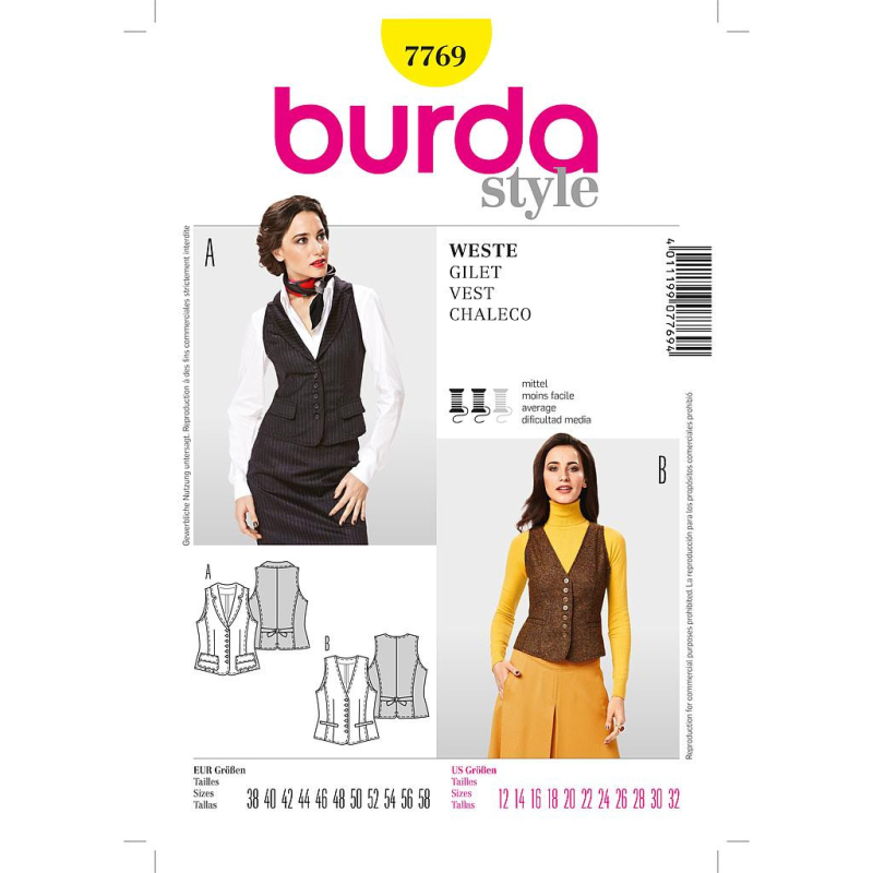 Patron Burda 7769 - Gilet