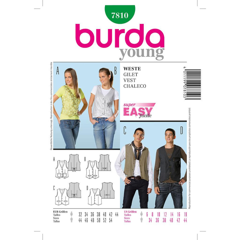 Patron Burda 7810 - Gilet