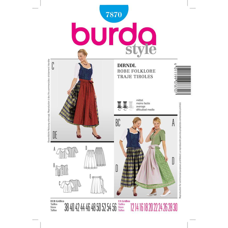 Patron Burda 7870 - Dirndl