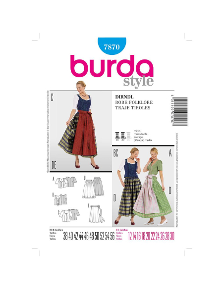 Patron Burda 7870 - Dirndl
