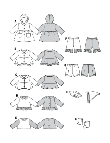 Patron Burda Creative 7903 - Robes de poupées