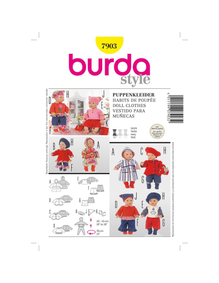 Patron Burda Creative 7903 - Robes de poupées