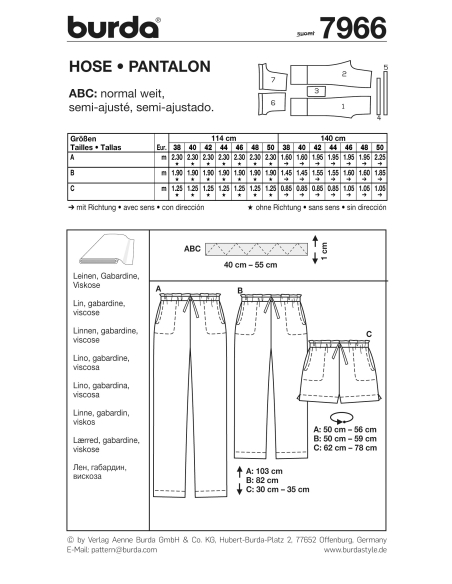Patron Burda 7966 - Pantalon