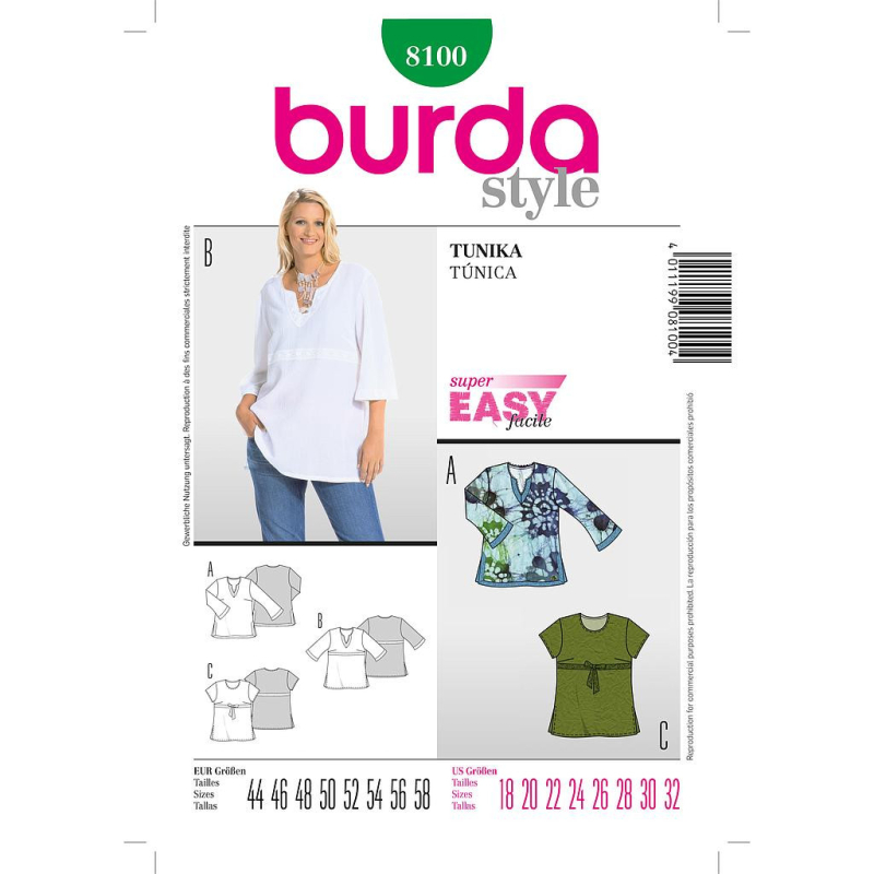 Patron Burda 8100 - Tunique