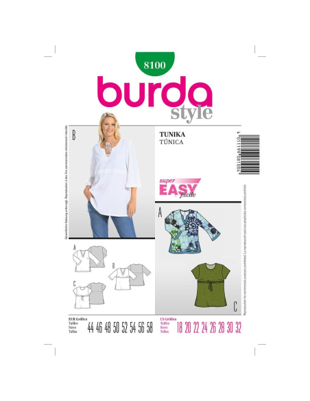 Patron Burda 8100 - Tunique