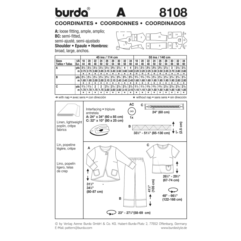 Patron Burda 8108 - Ensemble