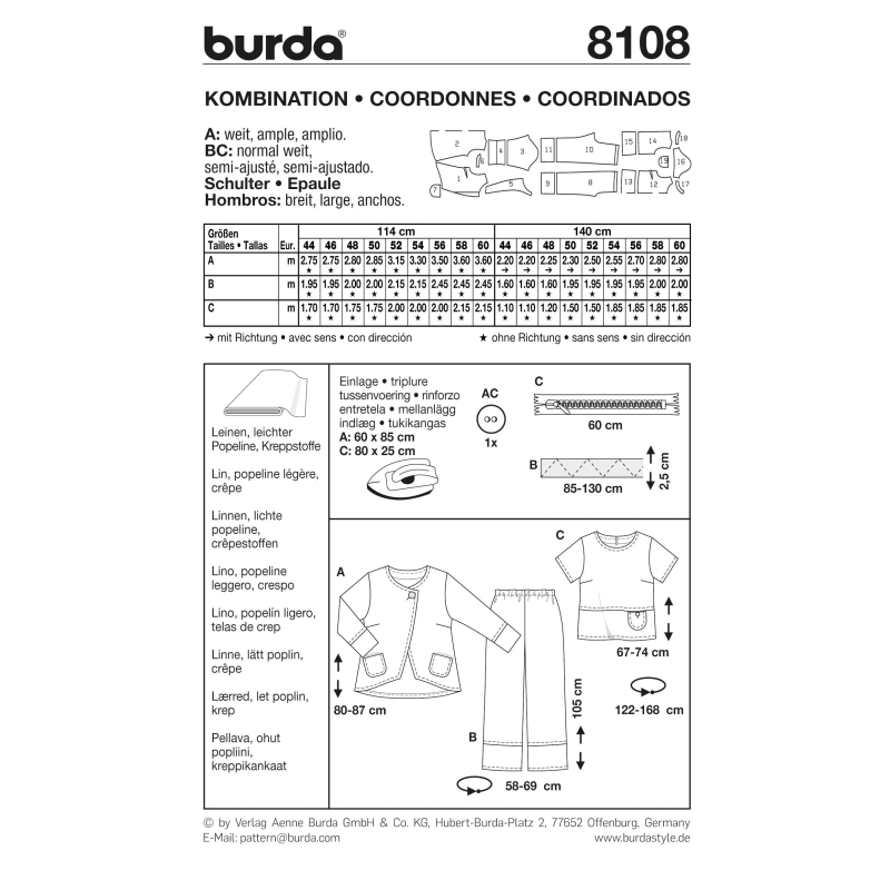 Patron Burda 8108 - Ensemble