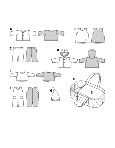 Patron Burda Creative 8591 - habits de poupée