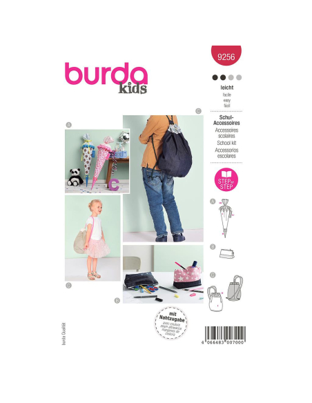 Patron Burda 9256 - Accessoires d'écoliers avec trousse et sac de sport