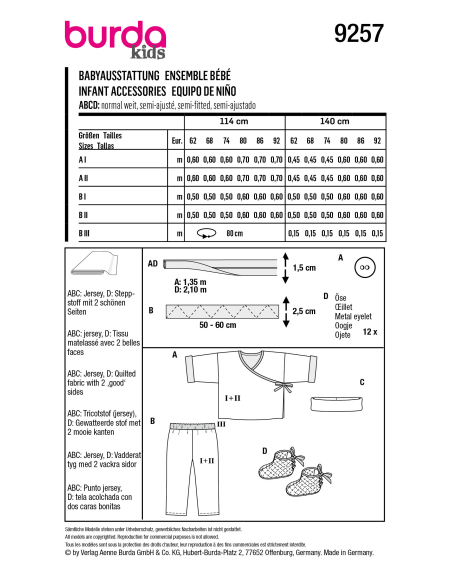Patron Burda 9257 - Ensemble Pantalon et Veste bébé