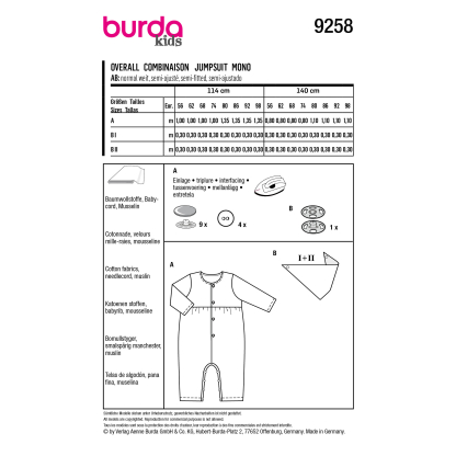 Patron Burda 9258 - Grenouillère et foulard bébé 2