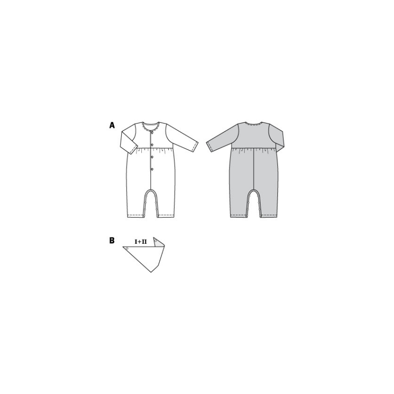 Patron Burda 9258 - Grenouillère et foulard bébé