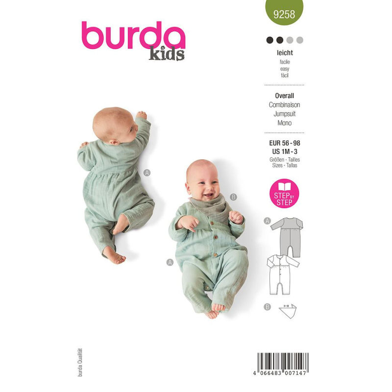 Patron Burda 9258 - Grenouillère et foulard bébé