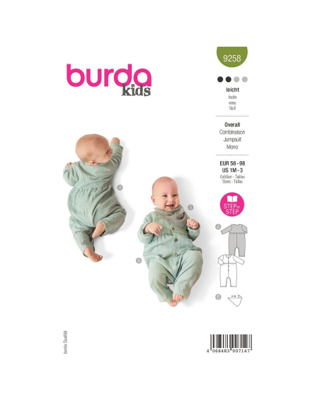 Patron Burda 9258 - Grenouillère et foulard bébé