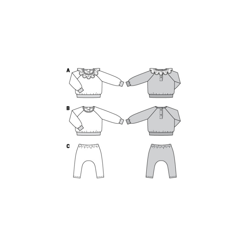 Patron Burda 9259 - Ensemble T-shirt et Pantalon bébé