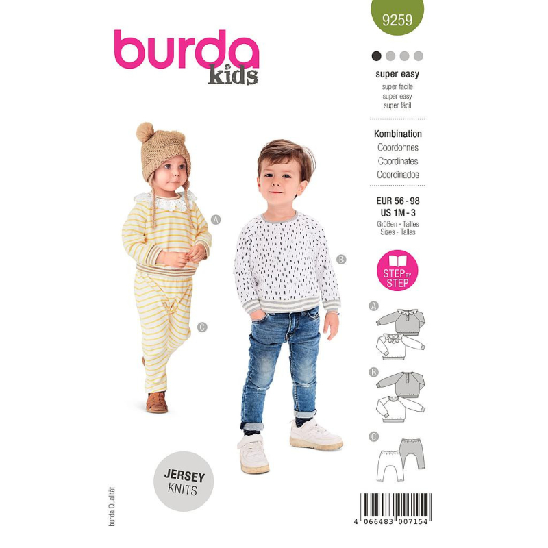 Patron Burda 9259 - Ensemble T-shirt et Pantalon bébé