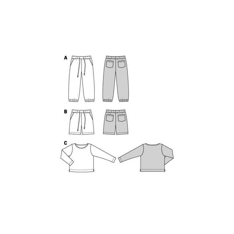 Patron Burda 9261 - Ensemble T-shirt, Pantalon ou short Enfant