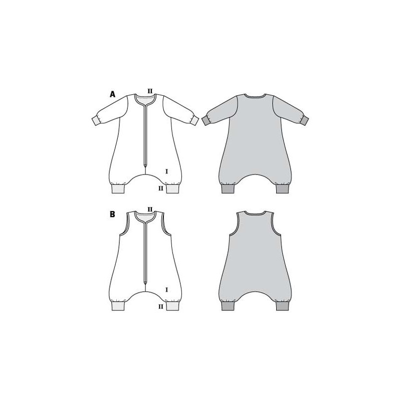 Patron Burda 9298 - Combinaison - Gigoteuse bébé avec des jambes