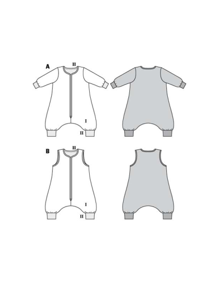 Patron Burda 9298 - Combinaison - Gigoteuse bébé avec des jambes