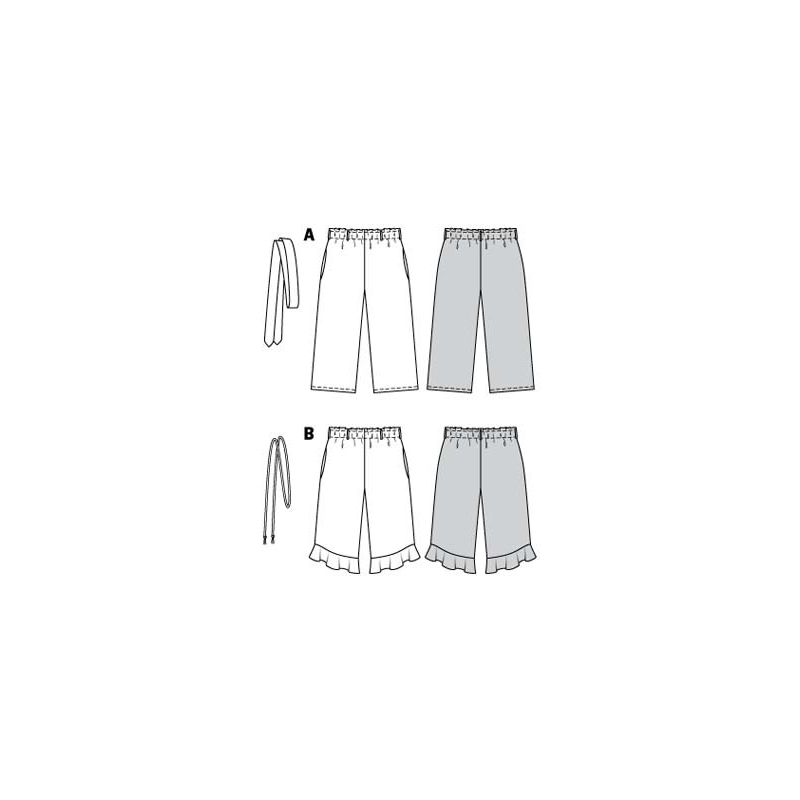 Patron Burda 9302 - Pantalon fille léger à coulisse élastiquée ou pantacourt 7/8