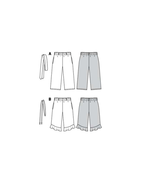 Patron Burda 9302 - Pantalon fille léger à coulisse élastiquée ou pantacourt 7/8