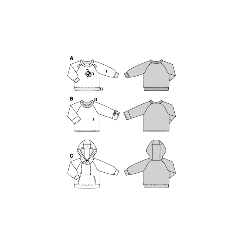 Patron Burda 9308 - Sweat-shirt hoodie