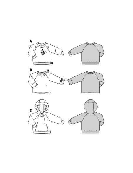 Patron Burda 9308 - Sweat-shirt hoodie