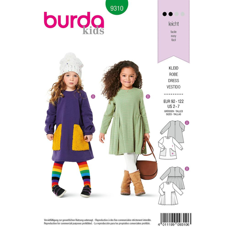 Patron Burda 9310 - Robes avec poches