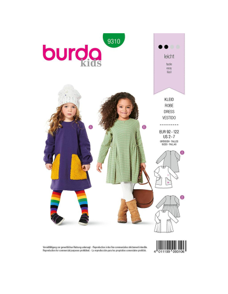 Patron Burda 9310 - Robes avec poches