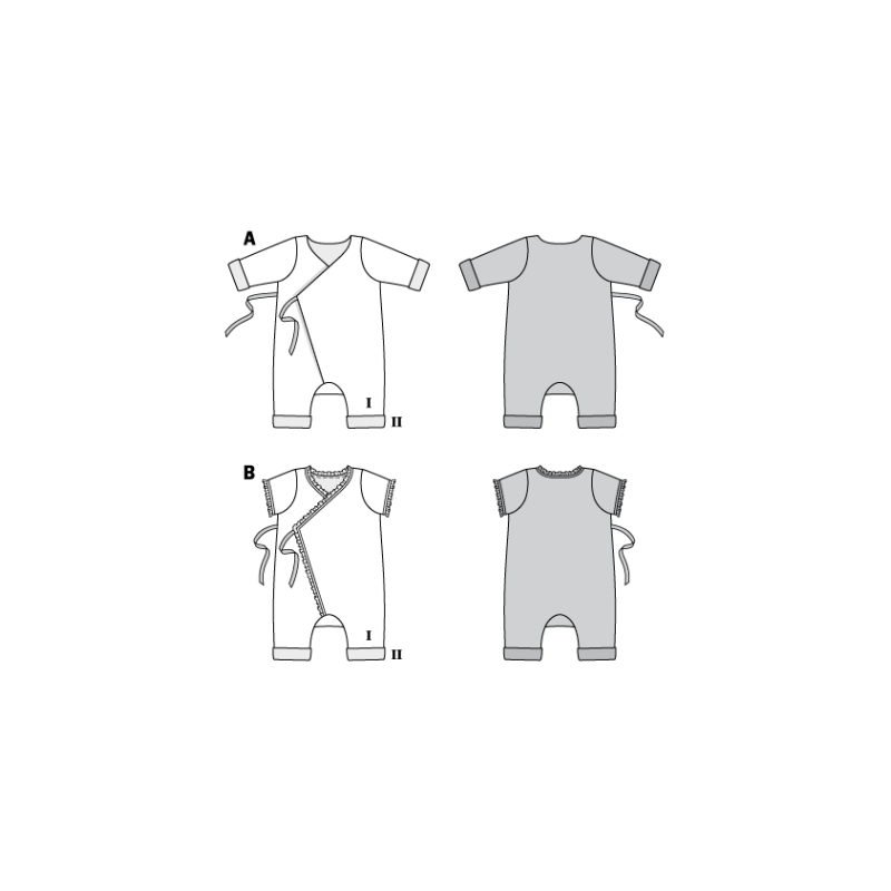 Patron Burda 9314 - Grenouillère croisée pour bébés