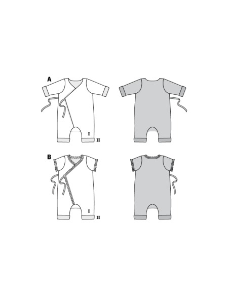 Patron Burda 9314 - Grenouillère croisée pour bébés