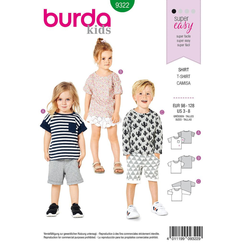 Patron Burda 9322 - T-Shirt pour garçons