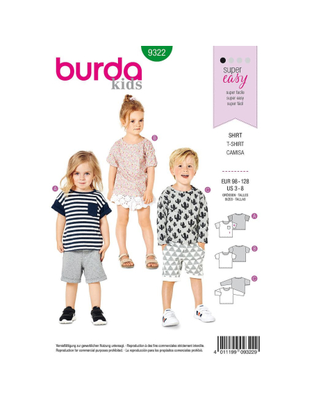 Patron Burda 9322 - T-Shirt pour garçons