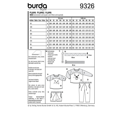 Patron Burda 9326 - Pyjama pour enfants 2