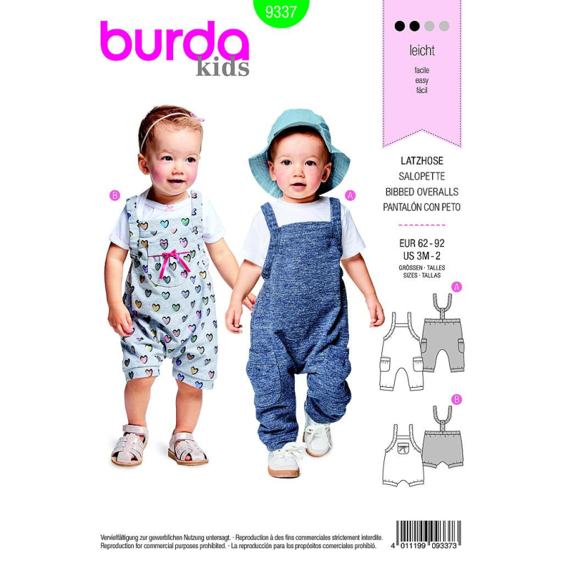 Patron Burda Kids 9337 - Salopette