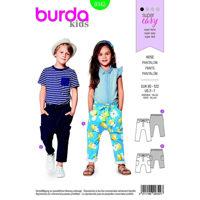 Patron Burda Kids - 9342 Pantalon