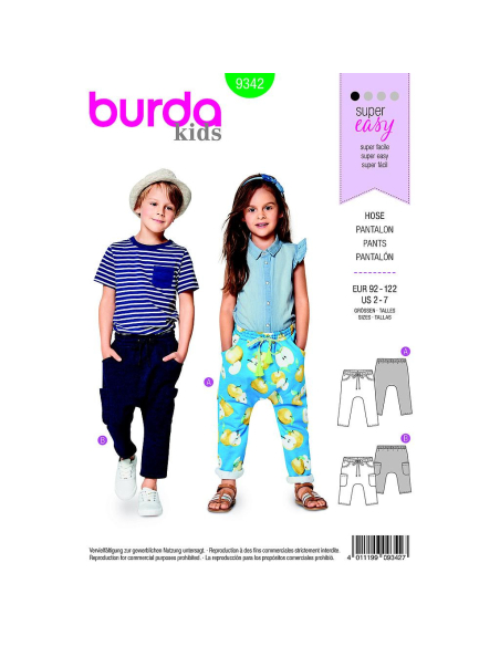 Patron Burda Kids - 9342 Pantalon