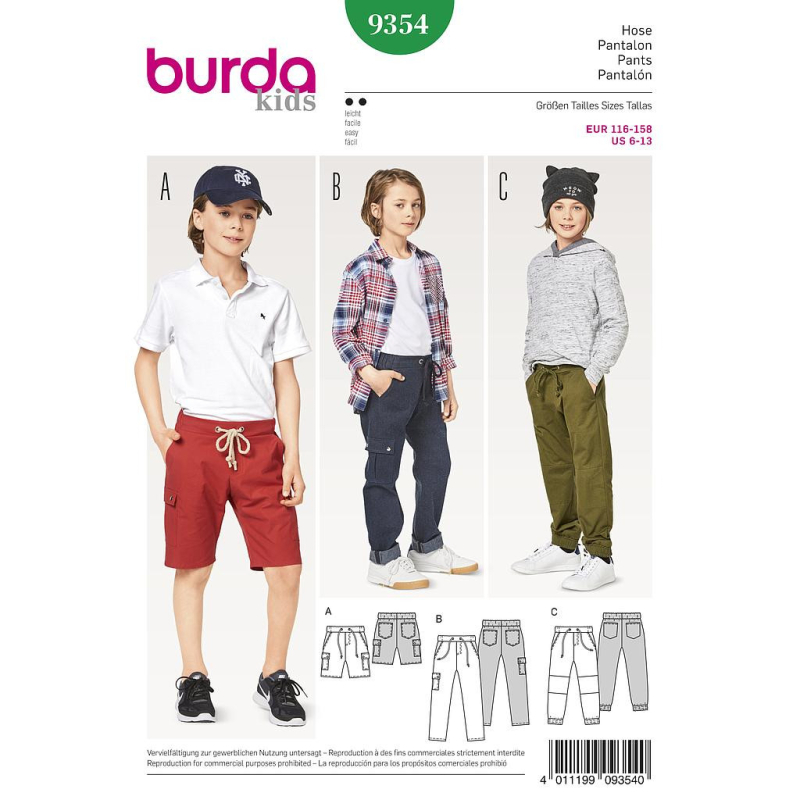 Patron Burda Kids 9354 - Pantalon