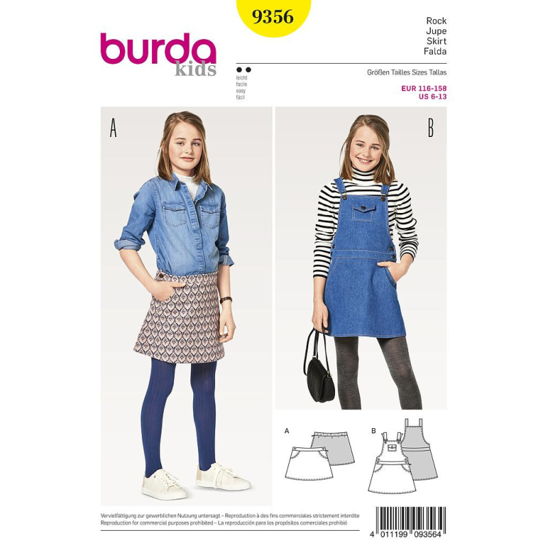 Patron Burda Kids 9356 - Jupe et salopette