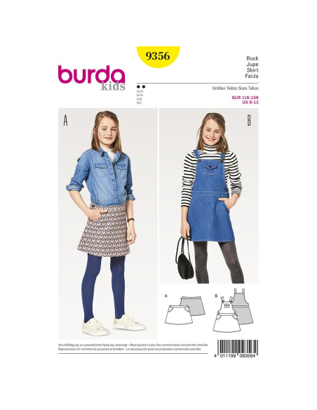 Patron Burda Kids 9356 - Jupe et salopette