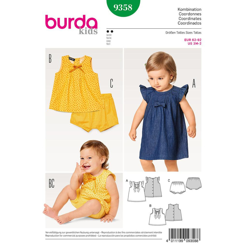 Patron Burda Kids 9358 - Ensemble bébé