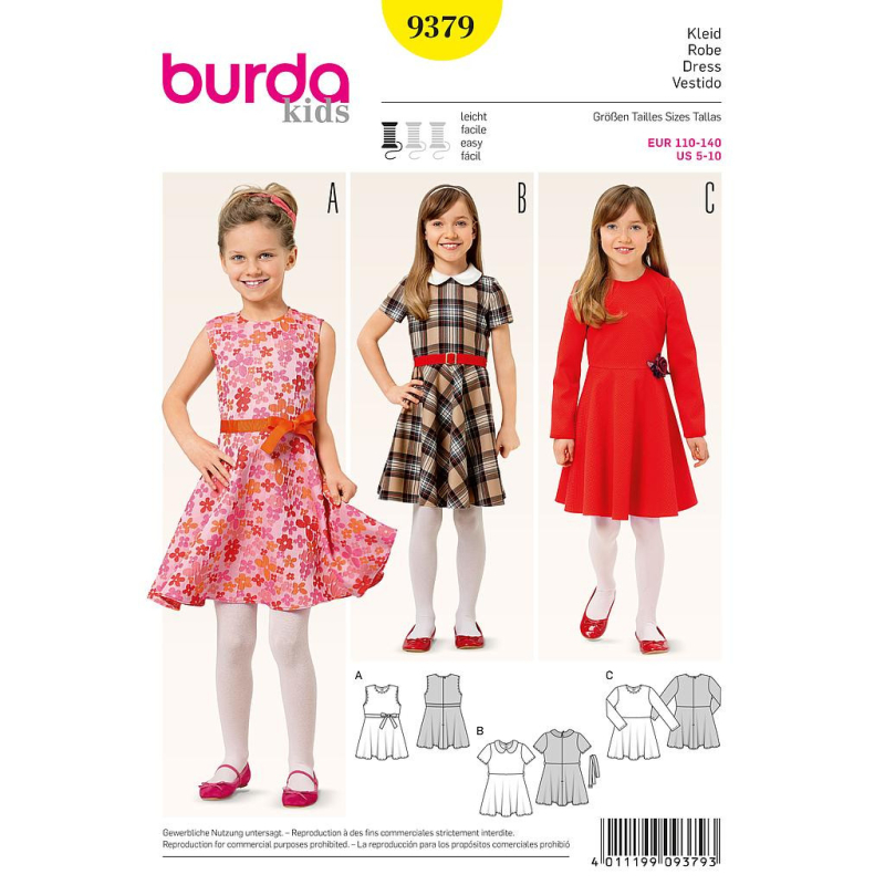 Patron Burda Kids 9379 -  Robe