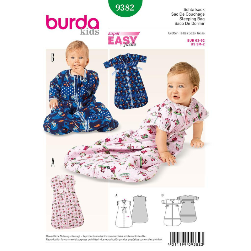 Patron Burda 9382 - Kids Sacs de couchage