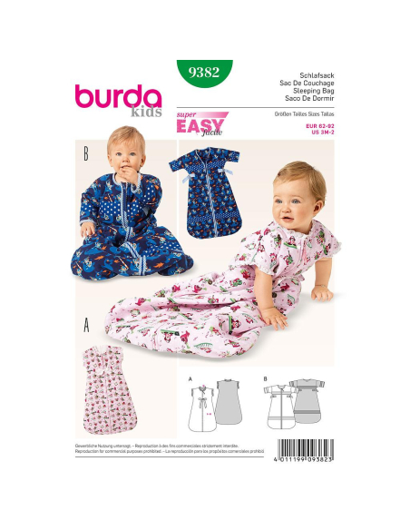Patron Burda 9382 - Kids Sacs de couchage