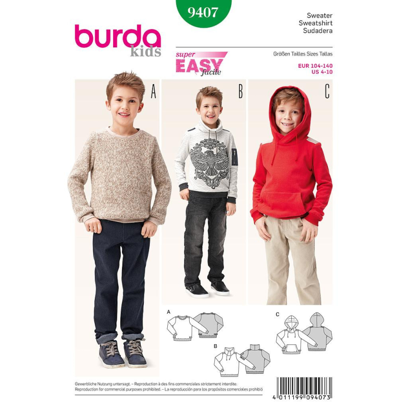 Patron Burda 9407 - Kids Sweatshirt