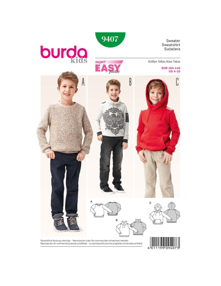 Patron Burda 9407 - Kids Sweatshirt